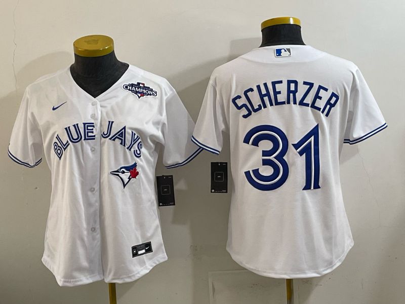 Women 2026 Nike Toronto Blue Jays #31 Scherzer White Game MLB Jersey 04->women mlb jersey->Women Jersey